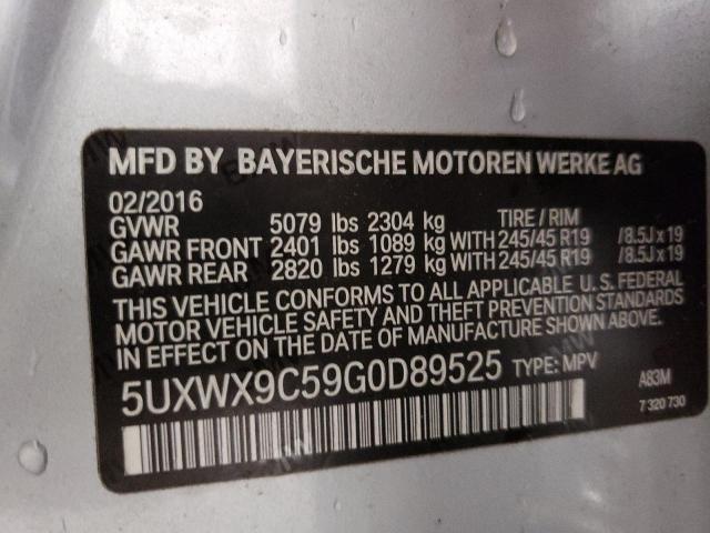 5UXWX9C59G0D89525 - 2016 BMW X3 XDRIVE28I SILVER photo 13