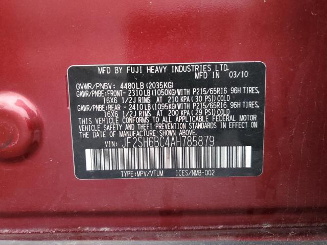 JF2SH6BC4AH785879 - 2010 SUBARU FORESTER XS RED photo 13