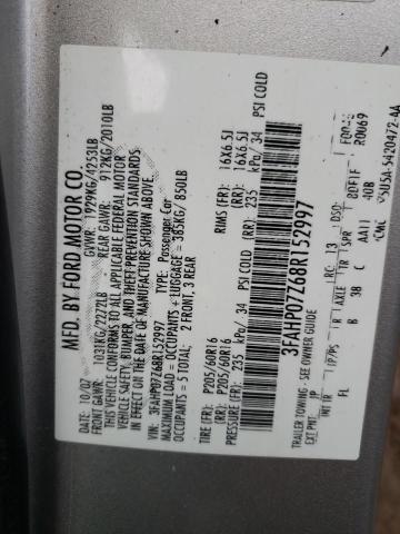 3FAHP07Z68R152997 - 2008 FORD FUSION SE GRAY photo 13