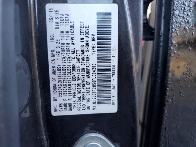 5J6TF2H56FL004269 - 2015 HONDA CROSSTOUR EXL შავი ფოტო 12