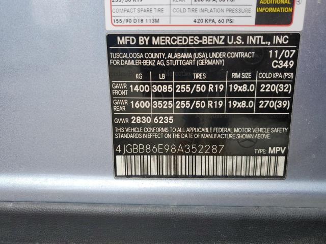 4JGBB86E98A352287 - 2008 MERCEDES-BENZ ML 350 BLUE photo 13