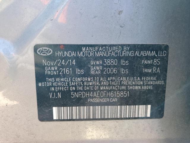 5NPDH4AE0FH615851 - 2015 HYUNDAI ELANTRA SE SILVER photo 12