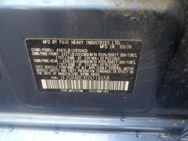 JF2GPABCXG9274658 - 2016 SUBARU CROSSTREK PREMIUM 蓝色 照片 13