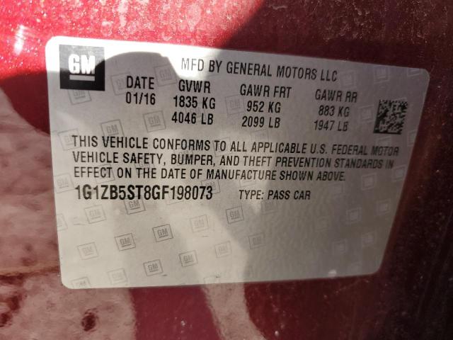 1G1ZB5ST8GF198073 - 2016 CHEVROLET MALIBU LS MAROON photo 12