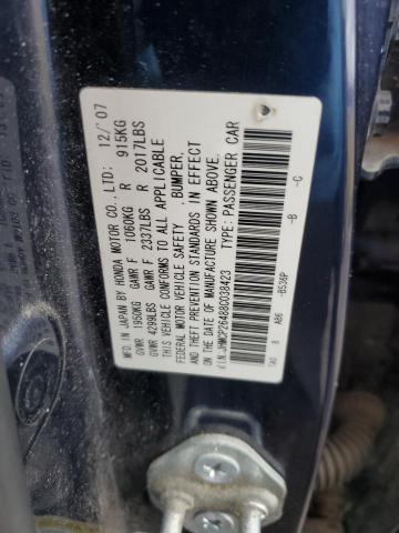 JHMCP26488C038423 - 2008 HONDA ACCORD LXP BLUE photo 12