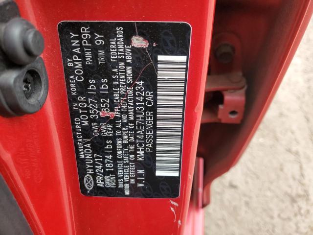 KMHCT4AE7HU314234 - 2017 HYUNDAI ACCENT SE RED photo 13