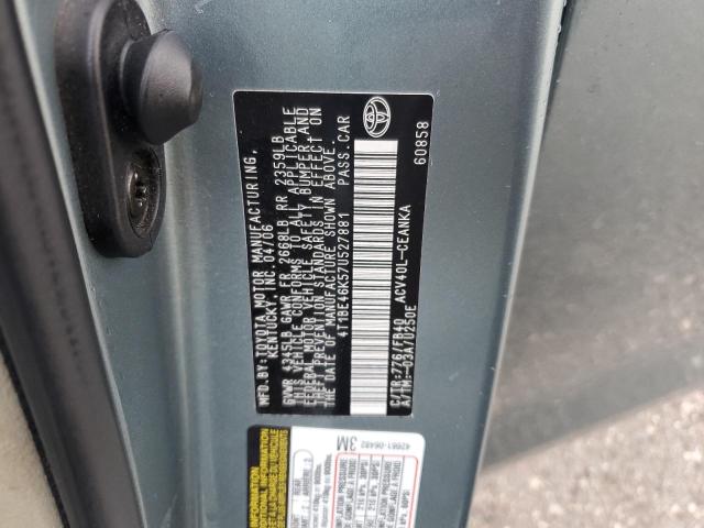 4T1BE46K57U527881 - 2007 TOYOTA CAMRY CE 绿色 照片 12