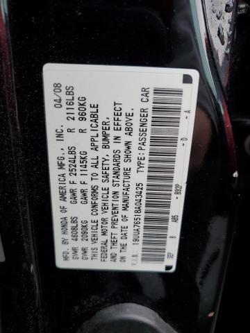 19UUA76518A043425 - 2008 ACURA TL TYPE S BLACK photo 12