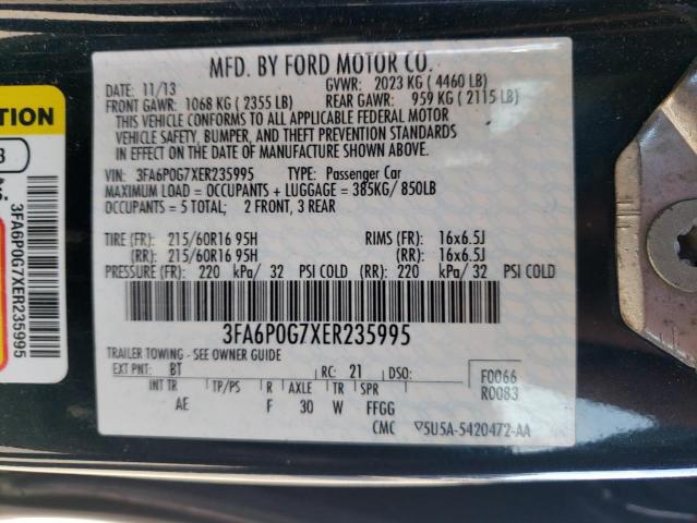 3FA6P0G7XER235995 - 2014 FORD FUSION S BLUE photo 12