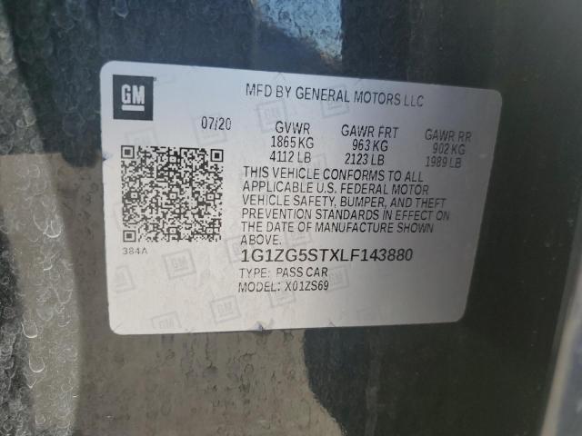 1G1ZG5STXLF143880 - 2020 CHEVROLET MALIBU RS 黑色 照片 12