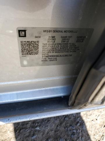 1G4ZR5SS6JU138138 - 2018 BUICK LACROSSE PREMIUM Сріблястий фото 12