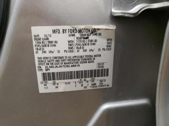 2LMDJ6JK7DBL48819 - 2013 LINCOLN MKX SILVER photo 13