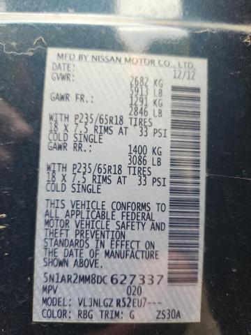 5N1AR2MM8DC627337 - 2013 NISSAN PATHFINDER S Синій фото 14