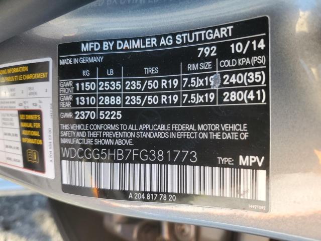 WDCGG5HB7FG381773 - 2015 MERCEDES-BENZ GLK 350 灰色 照片 14