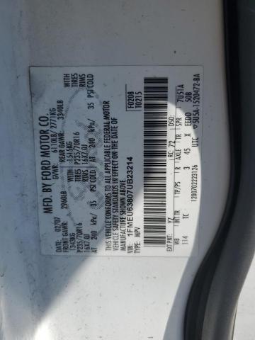 1FMEU63807UB23214 - 2007 FORD EXPLORER XLT WHITE photo 13