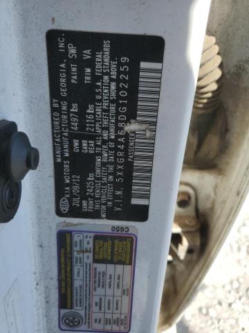 5XXGR4A68DG102259 - 2013 KIA OPTIMA SX WHITE photo 12