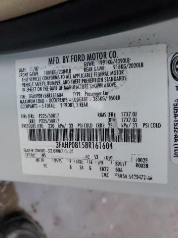 3FAHP08158R161604 - 2008 FORD FUSION SEL WHITE photo 12