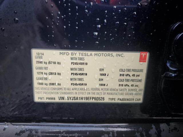 5YJSA1H19EFP60526 - 2014 TESLA MODEL S ლურჯი ფოტო 12