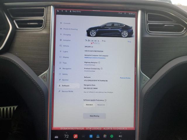 5YJSA1H19EFP60526 - 2014 TESLA MODEL S ლურჯი ფოტო 9