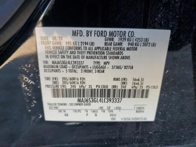MAJ6S3GL4LC393337 - 2020 FORD ECOSPORT SE BLACK photo 13