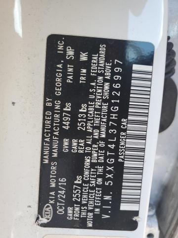 5XXGT4L37HG126997 - 2017 KIA OPTIMA LX თეთრი ფოტო 12