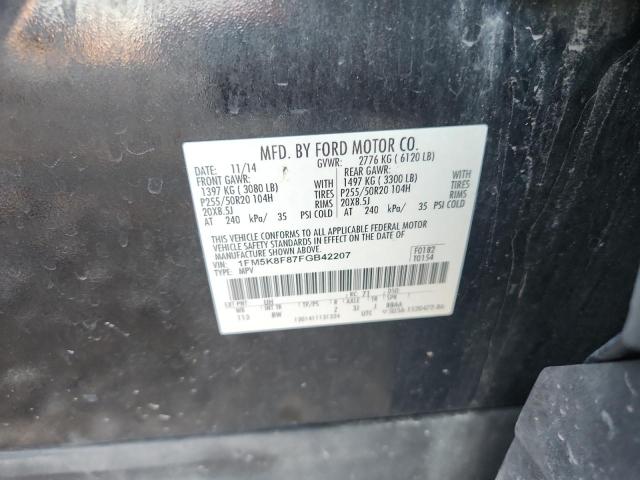 1FM5K8F87FGB42207 - 2015 FORD EXPLORER LIMITED Սև լուսանկար 12