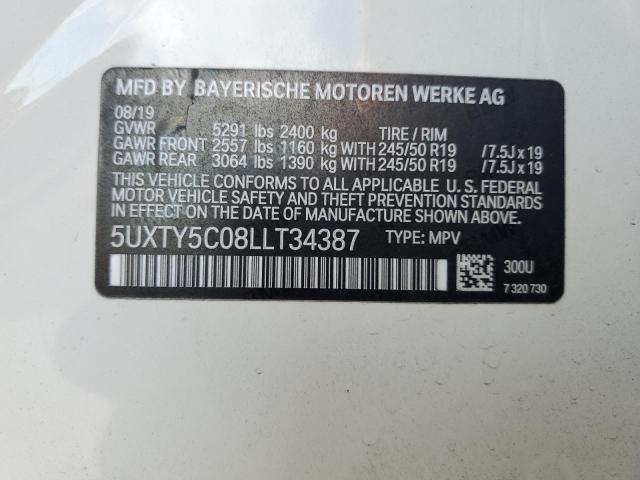 5UXTY5C08LLT34387 - 2020 BMW X3 XDRIVE30I WHITE photo 13