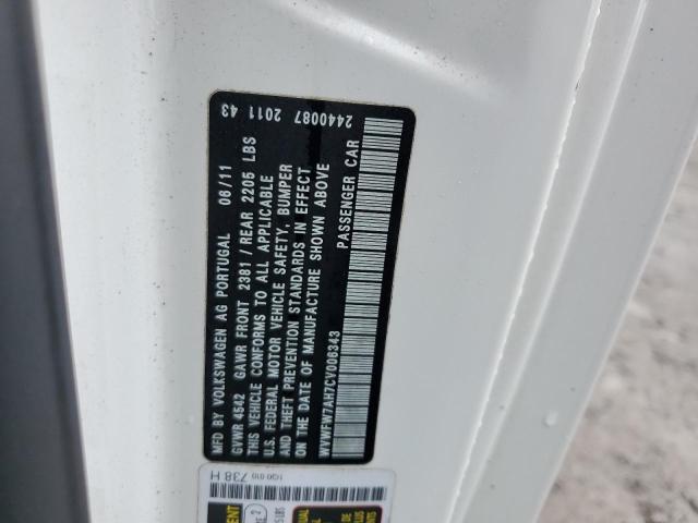 WVWFW7AH7CV006343 - 2012 VOLKSWAGEN EOS LUX Beyaz fotoğraf 12