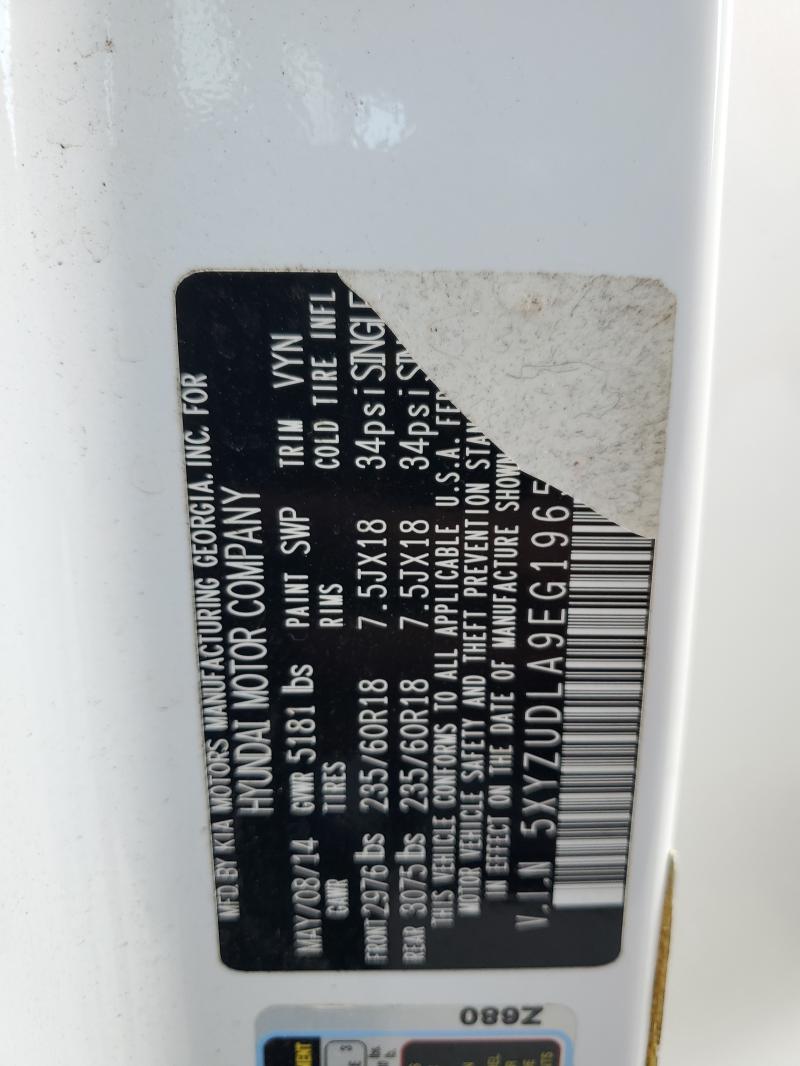 5XYZUDLA9EG196514 - 2014 HYUNDAI SANTA FE S WHITE photo 12