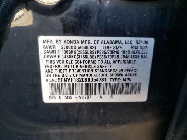 5FNYF18208B054781 - 2008 HONDA PILOT VP BLACK photo 14