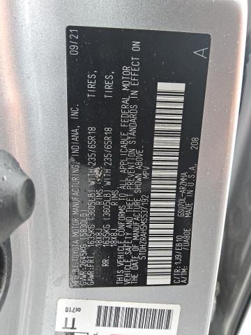 5TDHZRAH5MS537192 - 2021 TOYOTA HIGHLANDER XLE SILVER photo 13