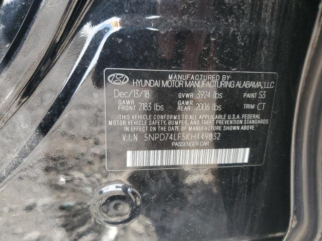 5NPD74LF5KH449832 - 2019 HYUNDAI ELANTRA SE BLACK photo 12