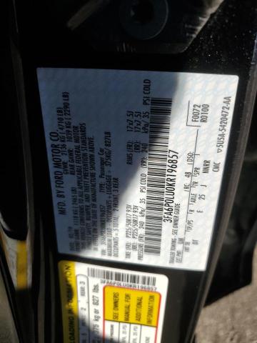 3FA6P0LU0KR196857 - 2019 FORD FUSION SE BLACK photo 12