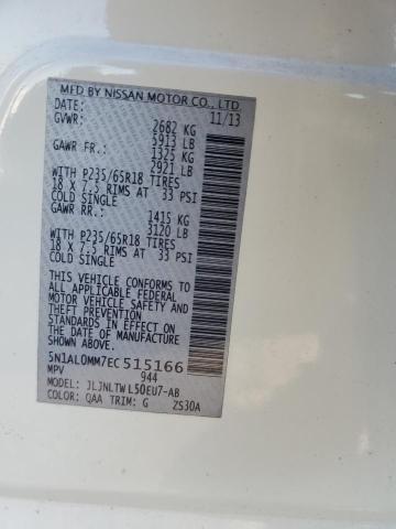 5N1AL0MM7EC515166 - 2014 INFINITI QX60 WHITE photo 13