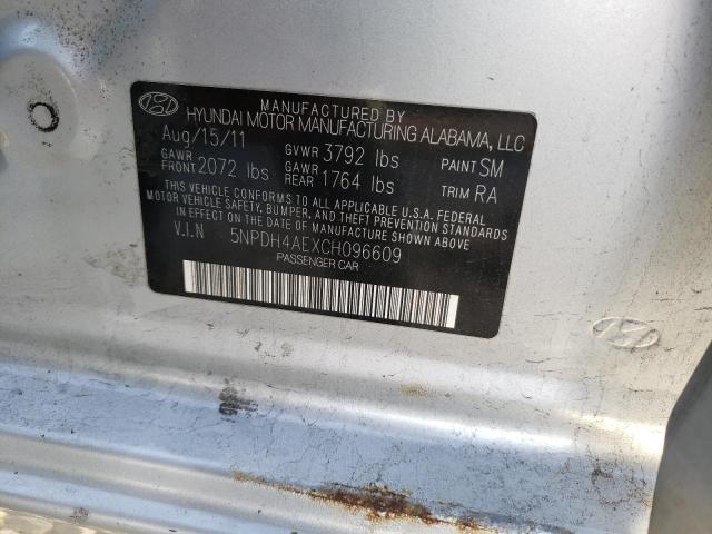 5NPDH4AEXCH096609 - 2012 HYUNDAI ELANTRA GLS SILVER photo 12