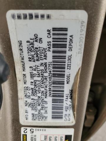 1NXBR32EX8Z947751 - 2008 TOYOTA COROLLA CE GOLD photo 12