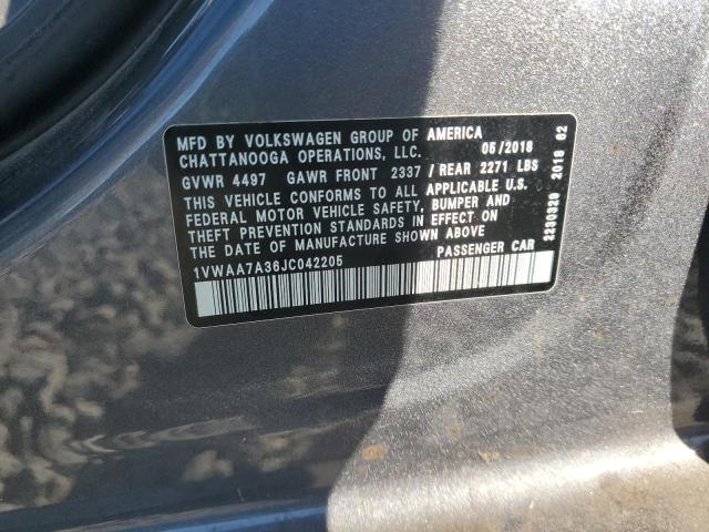 1VWAA7A36JC042205 - 2018 VOLKSWAGEN PASSAT S رمادي صورة 12