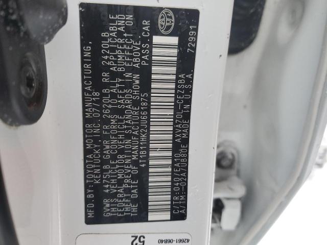 4T1B11HK2JU661875 - 2018 TOYOTA CAMRY L WHITE photo 13