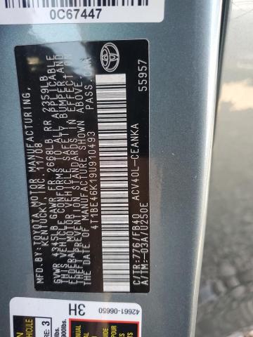 4T1BE46K19U910493 - 2009 TOYOTA CAMRY BASE TEAL photo 13