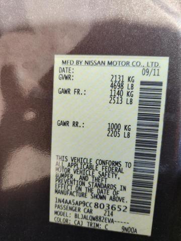 1N4AA5AP9CC803652 - 2012 NISSAN MAXIMA S BROWN photo 12