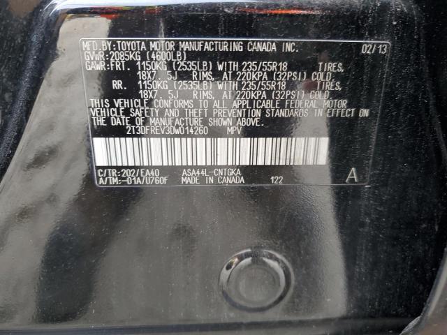 2T3DFREV3DW014260 - 2013 TOYOTA RAV4 LIMITED შავი ფოტო 13