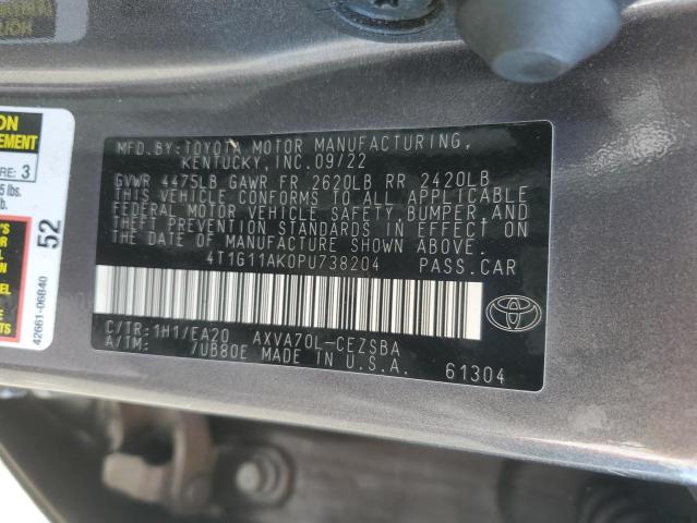 4T1G11AK0PU738204 - 2023 TOYOTA CAMRY SE NIGHT SHADE CHARCOAL photo 12