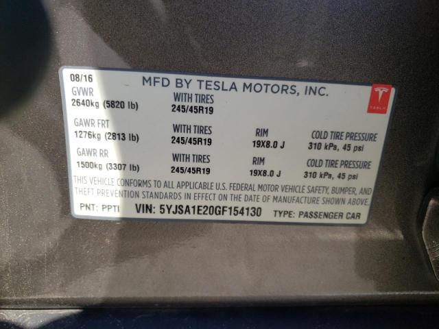 5YJSA1E20GF154130 - 2016 TESLA MODEL S ყავისფერი ფოტო 12