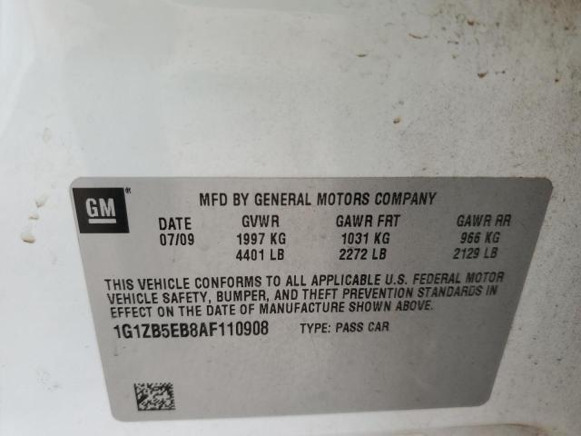 1G1ZB5EB8AF110908 - 2010 CHEVROLET MALIBU LS WHITE photo 12