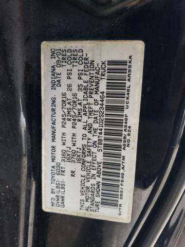 5TBBT44102S234464 - 2002 TOYOTA TUNDRA ACCESS CAB შავი ფოტო 12