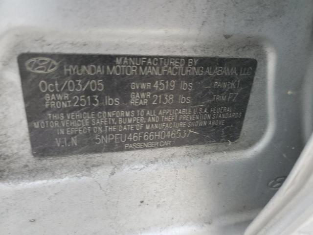 5NPEU46F66H046537 - 2006 HYUNDAI SONATA GLS SILVER photo 12