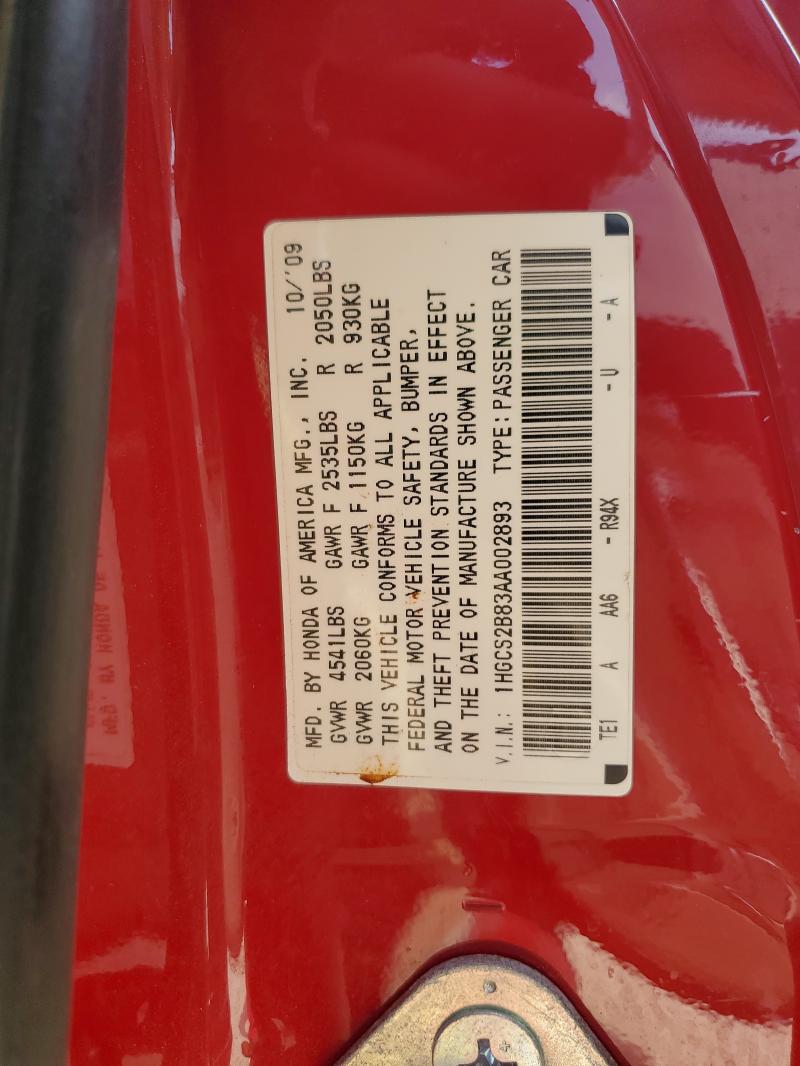 1HGCS2B83AA002893 - 2010 HONDA ACCORD EXL RED photo 13