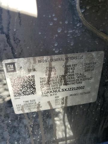 1GKKNULSXJZ212002 - 2018 GMC ACADIA SLT-1 შავი ფოტო 13