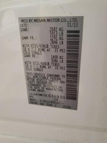 5N1AR2MM7DC638930 - 2013 NISSAN PATHFINDER S Blanco foto 13