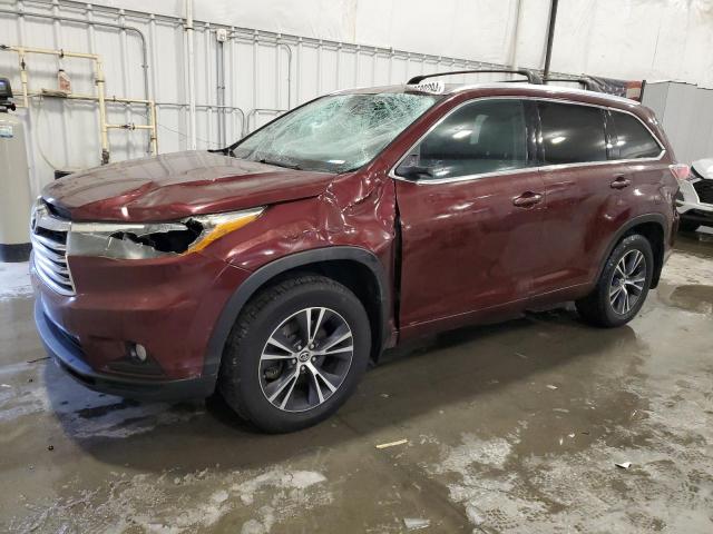 5TDJKRFHXGS226733 - 2016 TOYOTA HIGHLANDER XLE MAROON photo 1